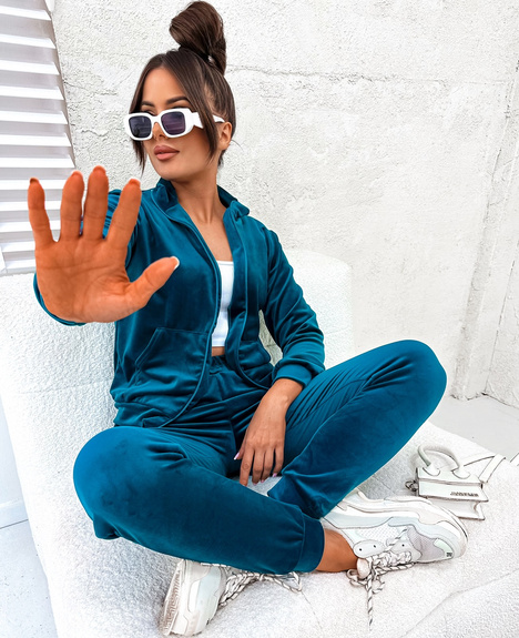 MOON KOMPLET DRES WELUROWY 771 - MORSKI