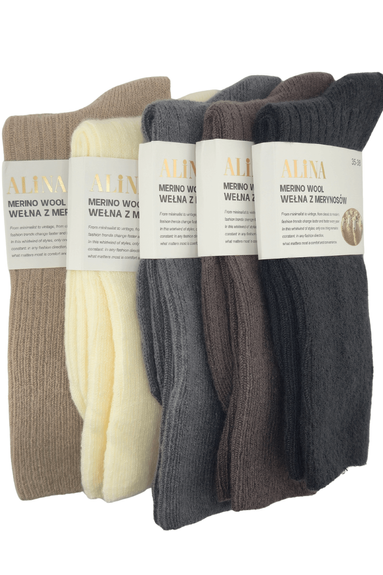 ALINA SKARPETKI DAMSKIE Z WEŁNY MERYNOSÓW BL61035F 5PAR
