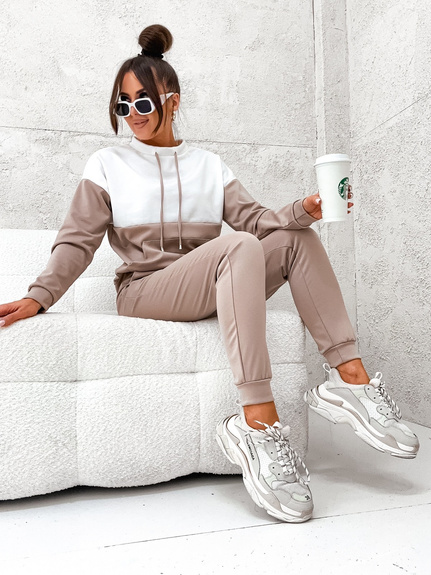 MOON KOMPLET DRES BAWEŁNIANY 696 - BEŻOWY