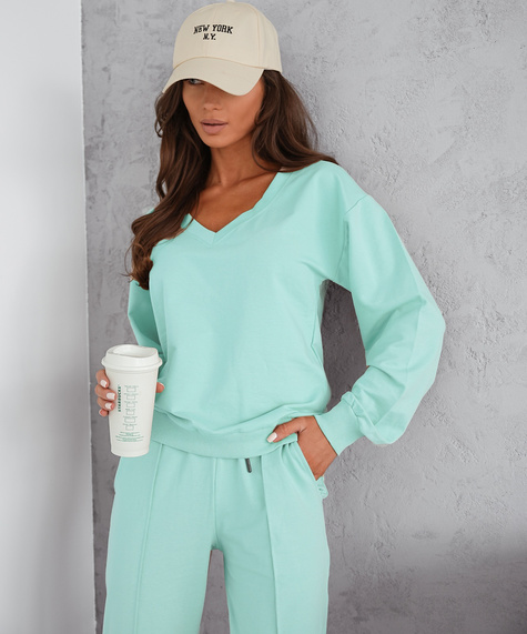 MOON KOMPLET DRES BAWEŁNIANY VE59 - MIĘTOWY