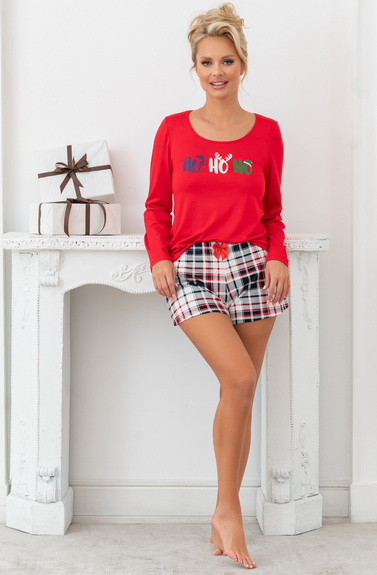 DONNA PIŻAMA DAMSKA HO HO II 1/2 - CZERWONY