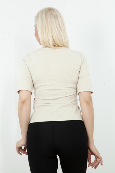 SABRA BLUZKA DAMSKA Z NASZYWKĄ O09KW4898 - BEŻ