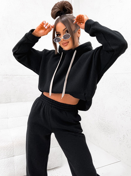 MOON KOMPLET DRES BAWEŁNIANY OCIEPLANY 82143 - CZARNY