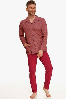 TARO PIŻAMA MĘSKA ROZPINANA RICHARD 2636 XXL-3XL - SZARY - BORDO
