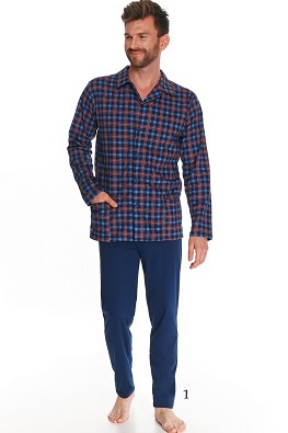 TARO PIŻAMA MĘSKA ROZPINANA RICHARD 2636 XXL-3XL - SZARY - BORDO