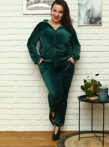 MOON KOMPLET DRES WELUROWY 8216 PLUS SIZE