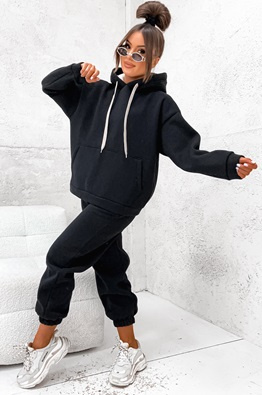 MOON KOMPLET DRES BAWEŁNIANY OCIEPLANY 82143 - CZARNY