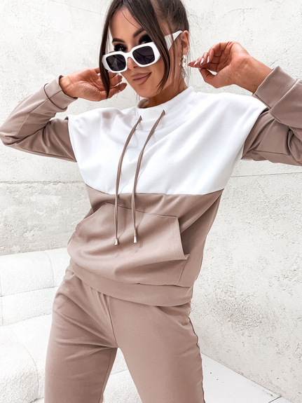 MOON KOMPLET DRES BAWEŁNIANY 696 - BEŻOWY