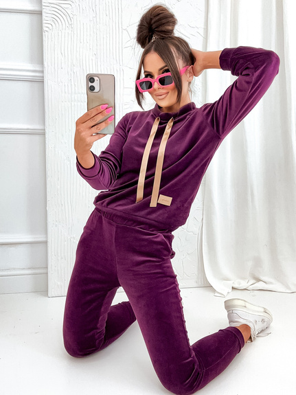 MOON KOMPLET DRES WELUROWY 637 - BORDO