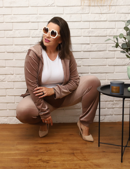 MOON KOMPLET DRES WELUROWY 8216 PLUS SIZE