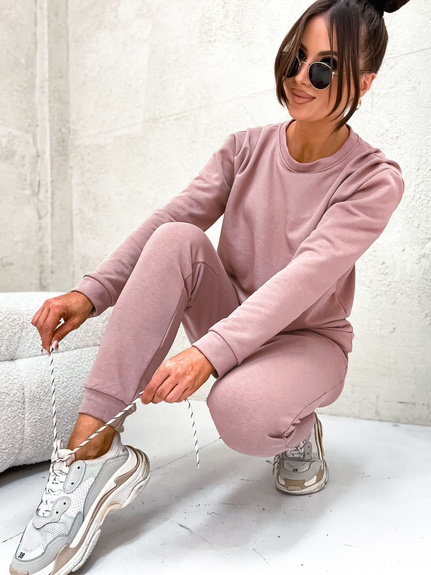 MOON KOMPLET DRES BAWEŁNIANY 8255 CLASSIC - PUDROWY