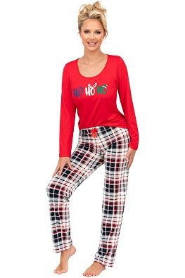 DONNA PIŻAMA DAMSKA HO HO LONG - CZERWONY