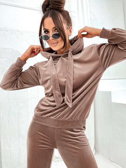 MOON KOMPLET DRES WELUROWY W PRĄŻKI AMBER 666