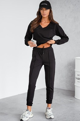 MOON KOMPLET DRES BAWEŁNIANY VE59 - CZARNY