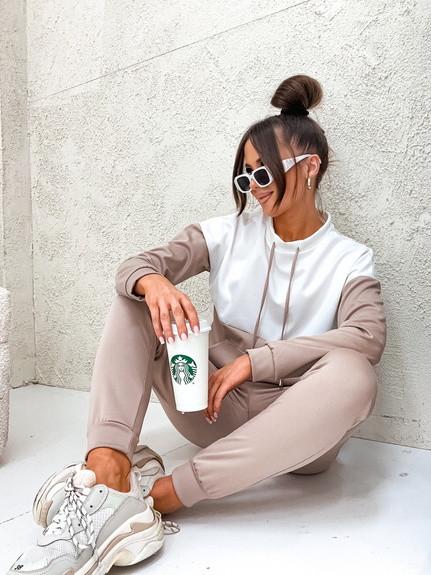 MOON KOMPLET DRES BAWEŁNIANY 696 - BEŻOWY