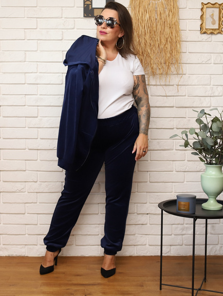 MOON KOMPLET DRES WELUROWY 8216 PLUS SIZE