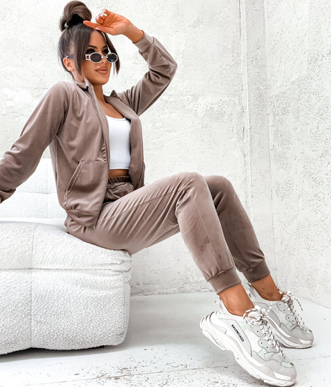 MOON KOMPLET DRES WELUROWY 771 - CAPPUCCINO