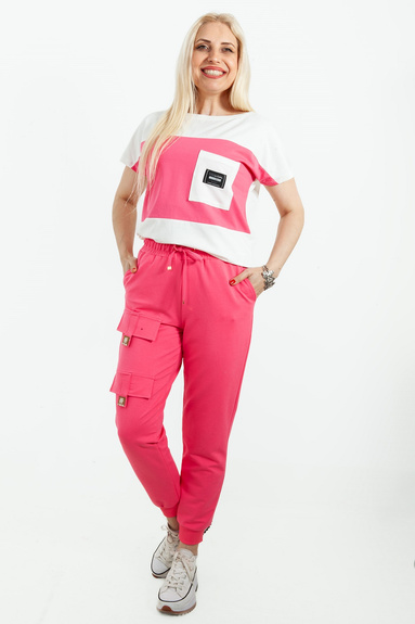 SABRA KOSZULKA DAMSKA Z KOLOROWYM PASEM 24Y09B0131 - FUKSJA