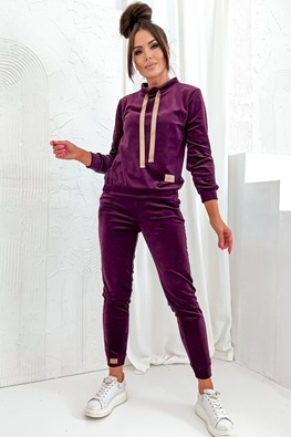 MOON KOMPLET DRES WELUROWY 637 - BORDO