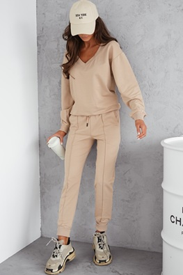 MOON KOMPLET DRES BAWEŁNIANY VE59 - BEŻOWY